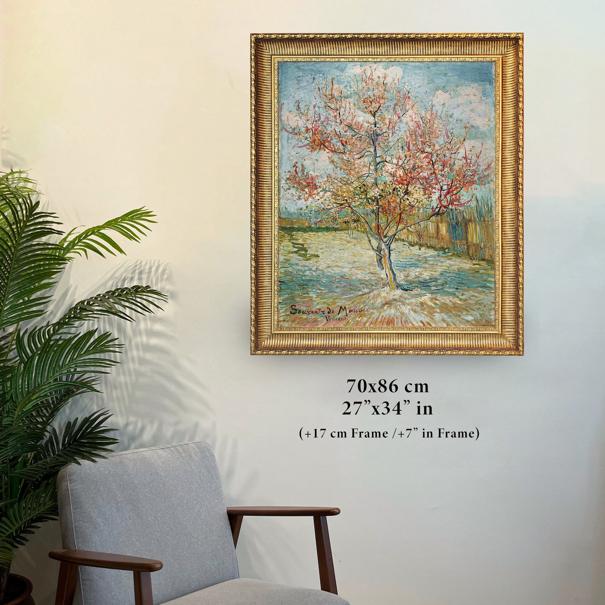 Pink Peach Trees by Vincent Van Gogh, 3d Printed with texture and brush strokes looks like original oil-painting