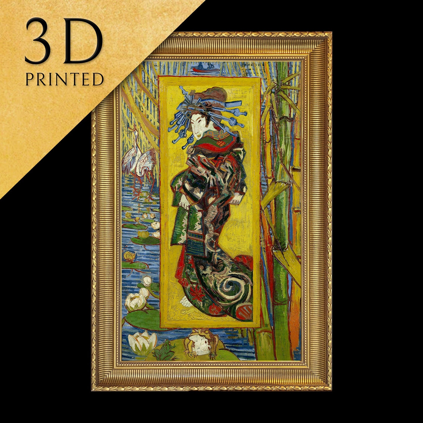 Courtesan After Eisen by Vincent Van Gogh, 3d Printed with texture and brush strokes looks like original oil painting