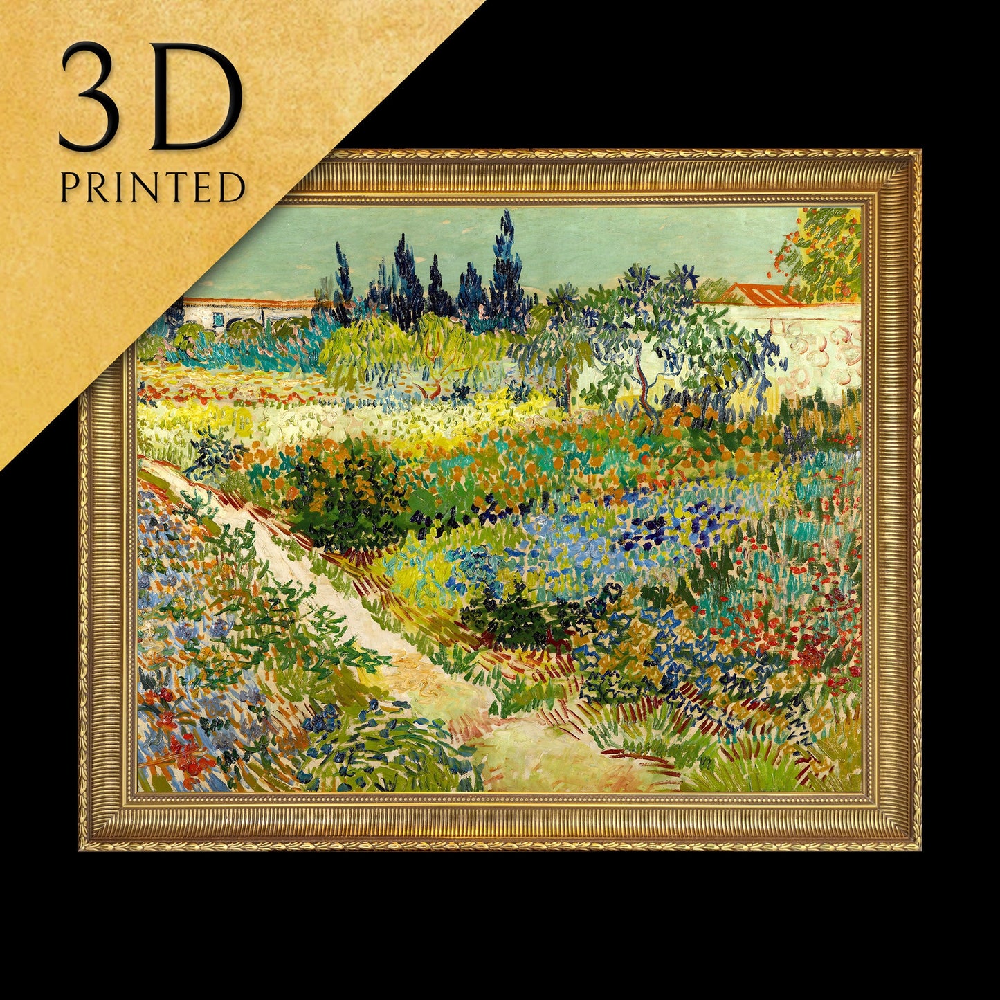 Garden at Arles by Vincent Van Gogh, 3d Printed with texture and brush strokes looks like original oil painting