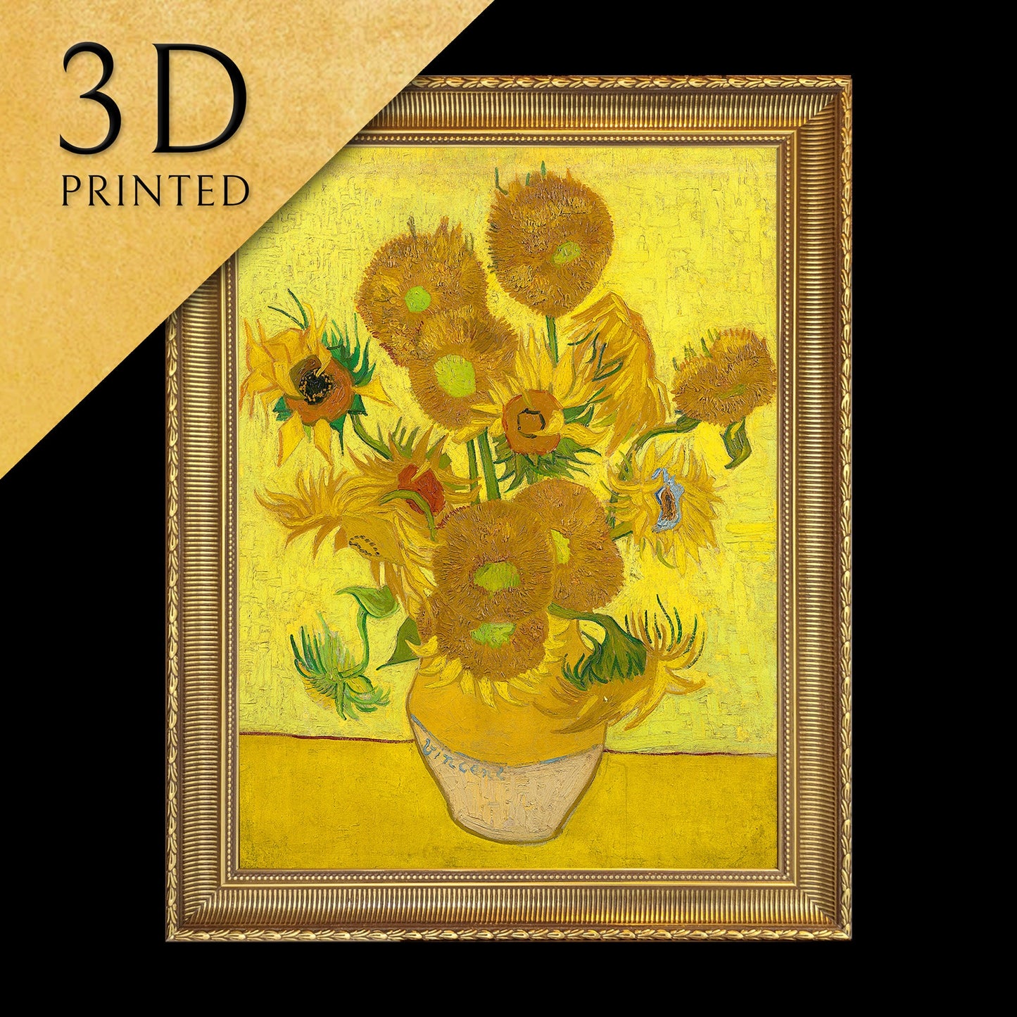 Sunflowers by Vincent Van Gogh, 3d Printed with texture and brush strokes looks like original oil painting