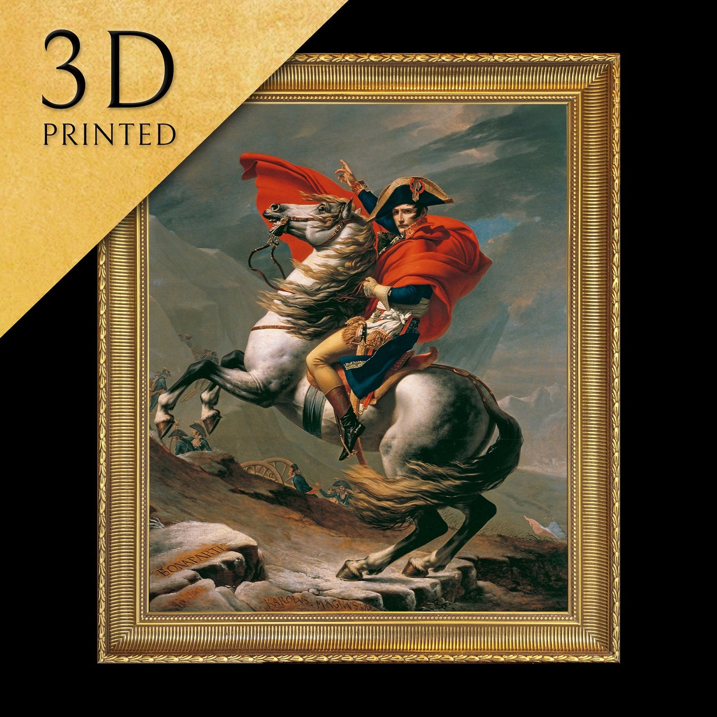 Napolyon by Jacques Louis David, 3d Printed with texture and brush strokes looks like original oil painting