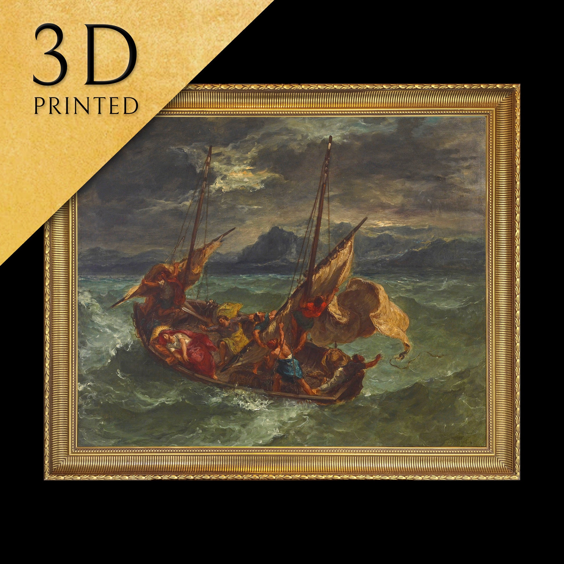 Christ on the Sea of Galilee by Eugène Delacroix, 3d Printed with texture and brush strokes looks like original oil painting