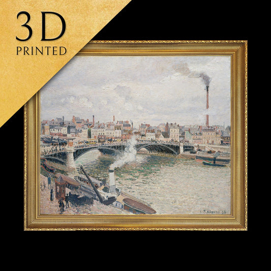 Morning, An Overcast Day, Rouen by Camille Pissarro, 3d Printed with texture and brush strokes looks like original oil painting