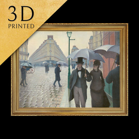 Paris Street Rainy Day by Gustave Caillebotte, 3d Printed with texture and brush strokes looks like original oil painting