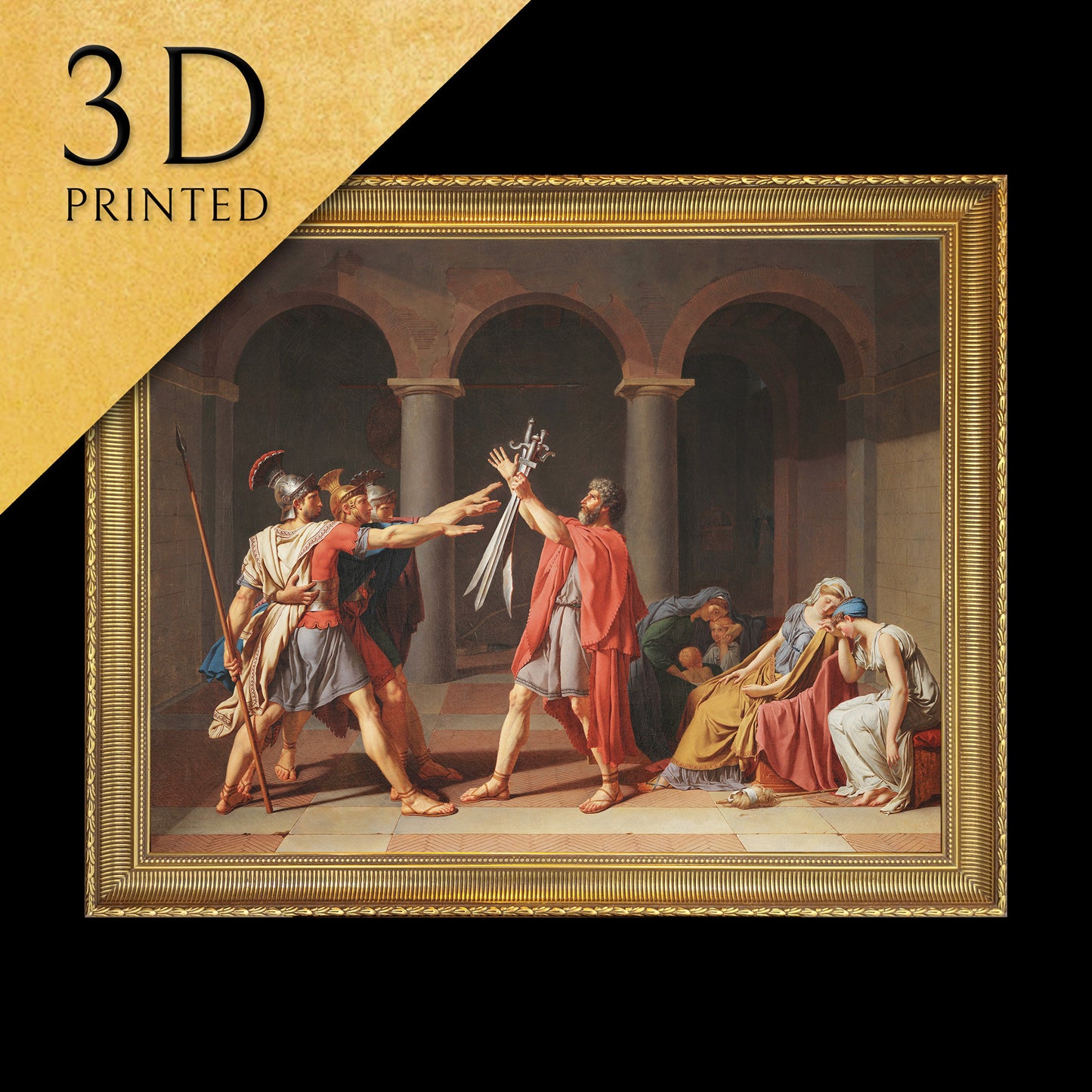 The Oath of the Horatii by Jacques-Louis David, 3d Printed with texture and brush strokes looks like original oil painting