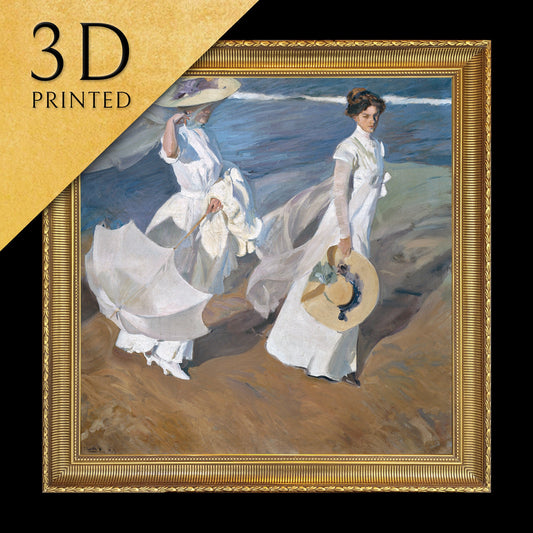 Strolling along the Seashore by Joaquin Sorolla, 3d Printed with texture and brush strokes look like original oil painting,vintage art print