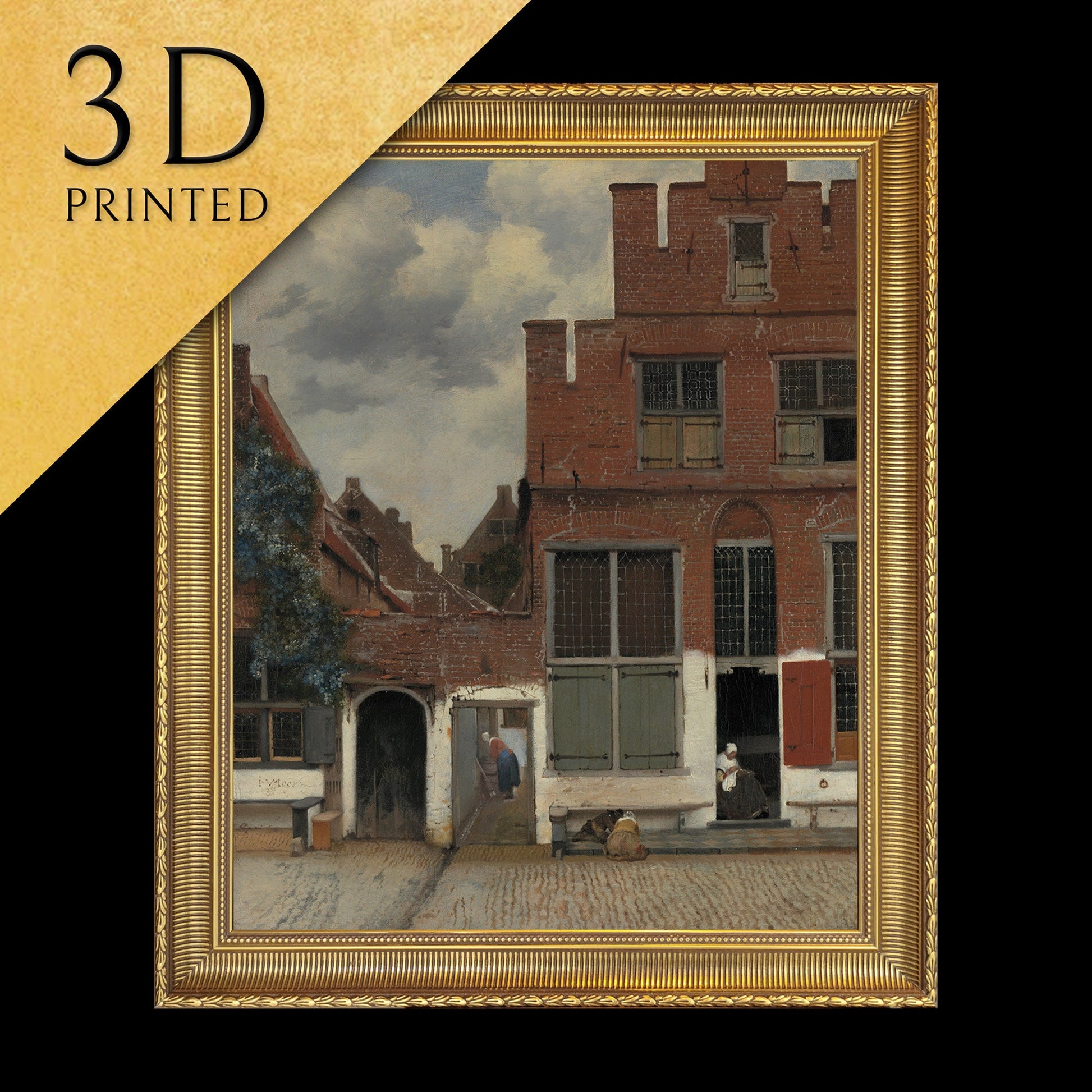 The Little Street by Johannes Vermeer, 3d Printed with texture and brush strokes looks like original oil painting