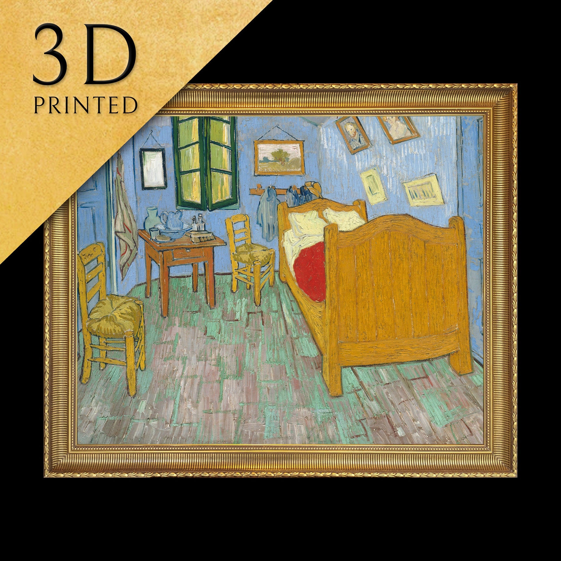 The Bedroom by Vincent Van Gogh, 3d Printed with texture and brush strokes looks like original oil painting