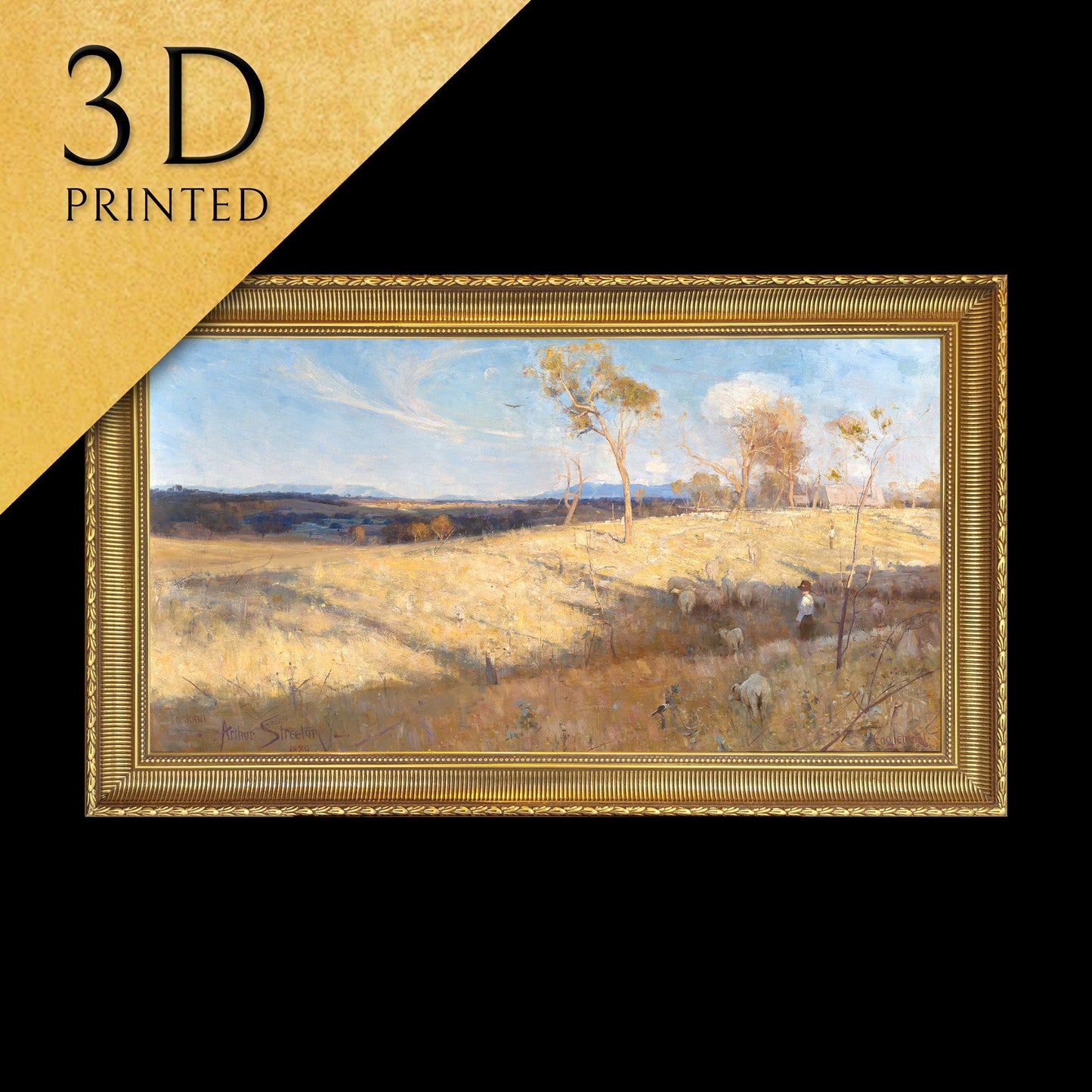 Golden Summer Eaglemont by Arthur Streeton, 3d Printed with texture and brush strokes looks like original oil painting