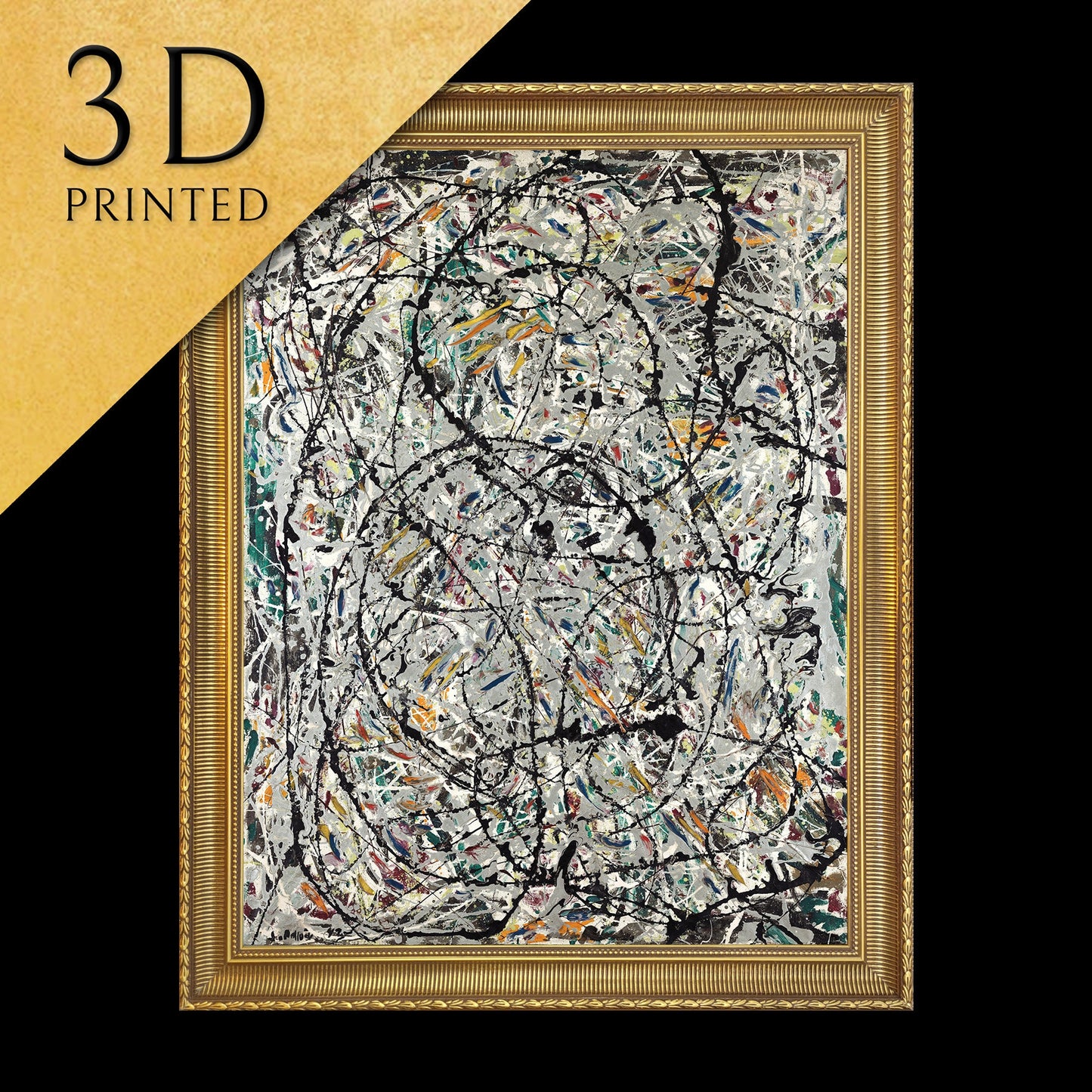 Watery Paths ,Sentieri ondulati by Jackson Pollock, 3d Printed with texture and brush strokes looks like original oil painting