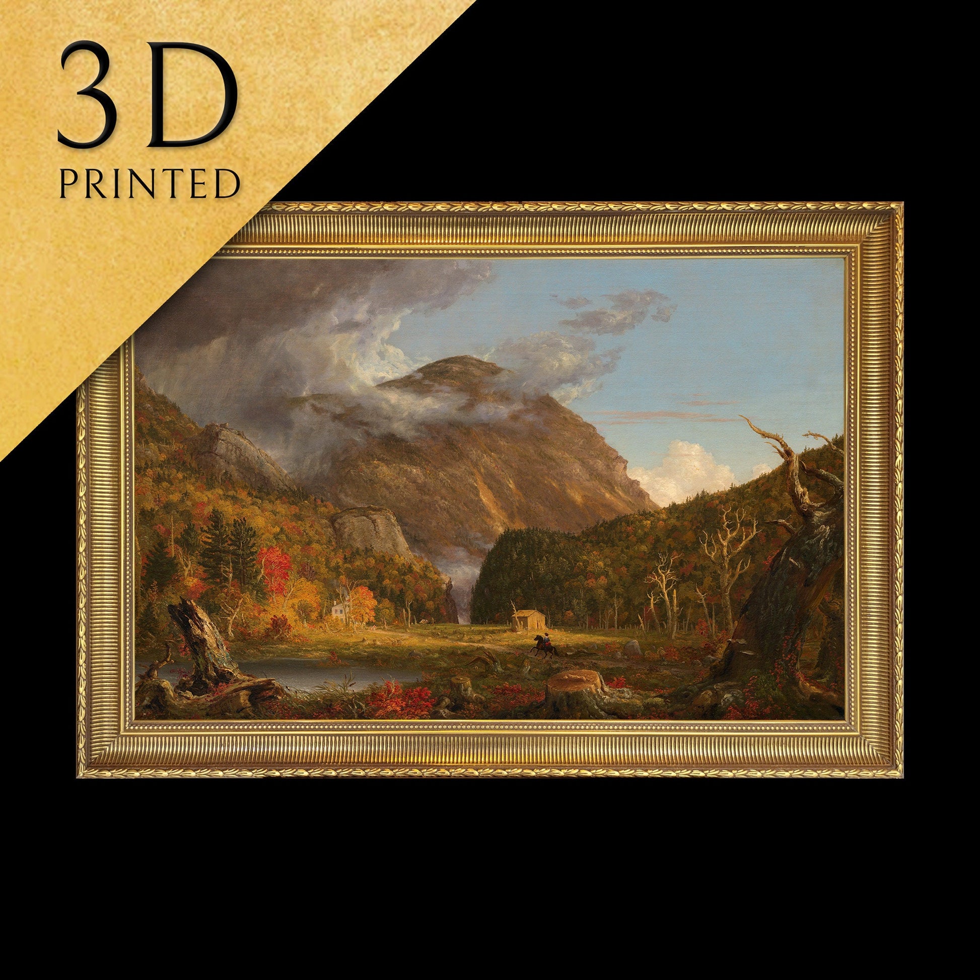 A View of the Mountain by Crawford Notch, 3d Printed with texture and brush strokes looks like original oil painting