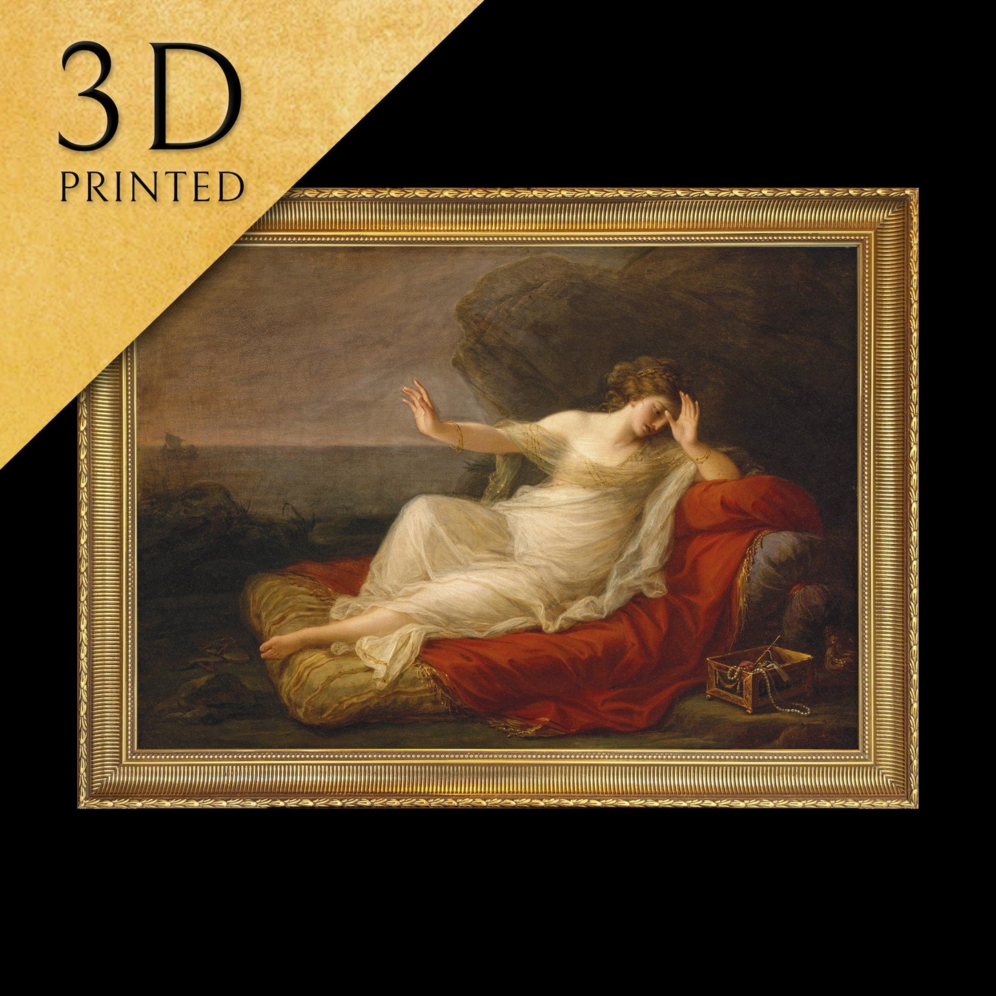 Ariadne Abandoned by Theseus by Angelica Kauffman, 3d Printed with texture and brush strokes looks like original oil painting