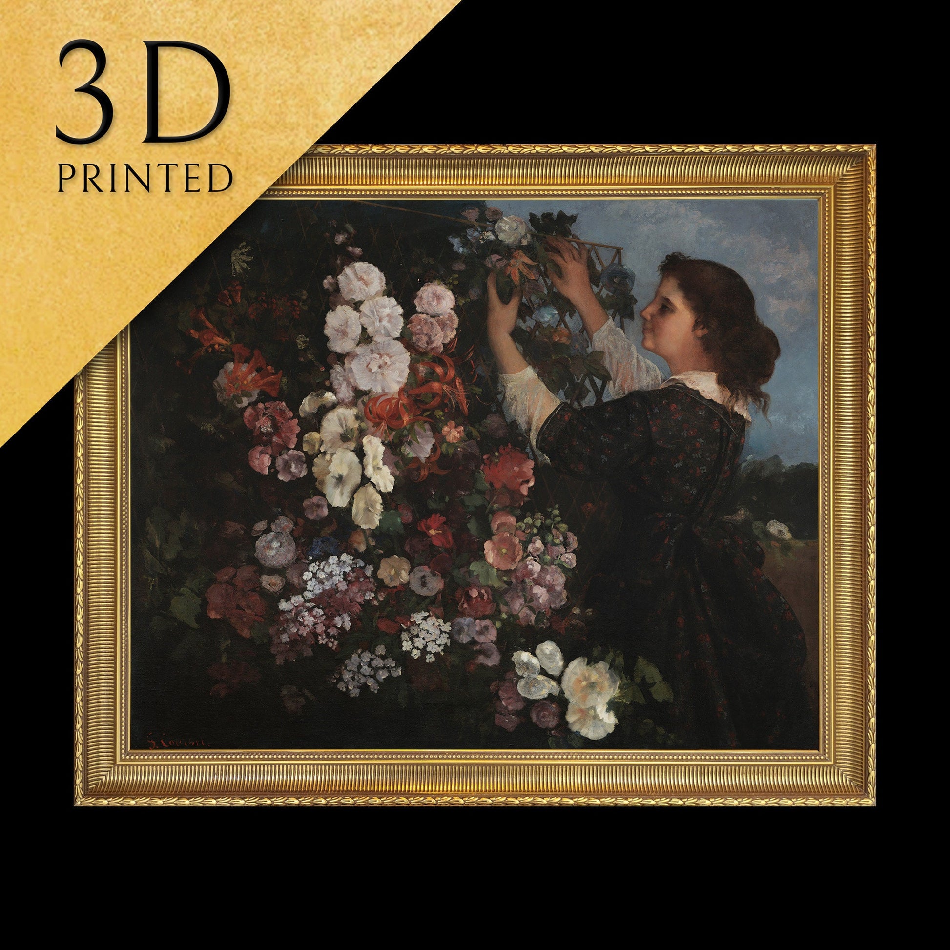 The Trellis by Gustave Courbet, 3d Printed with texture and brush strokes looks like original oil painting