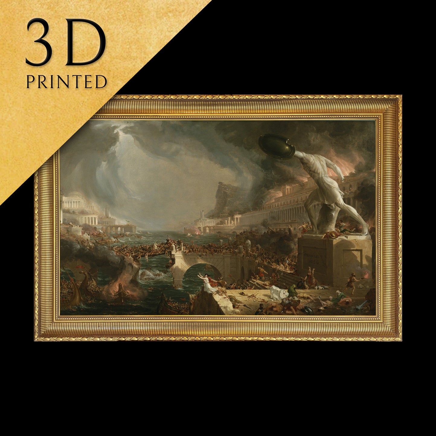 The Course of Empire Destruction by Thomas Cole, 3d Printed with texture and brush strokes looks like original oil painting