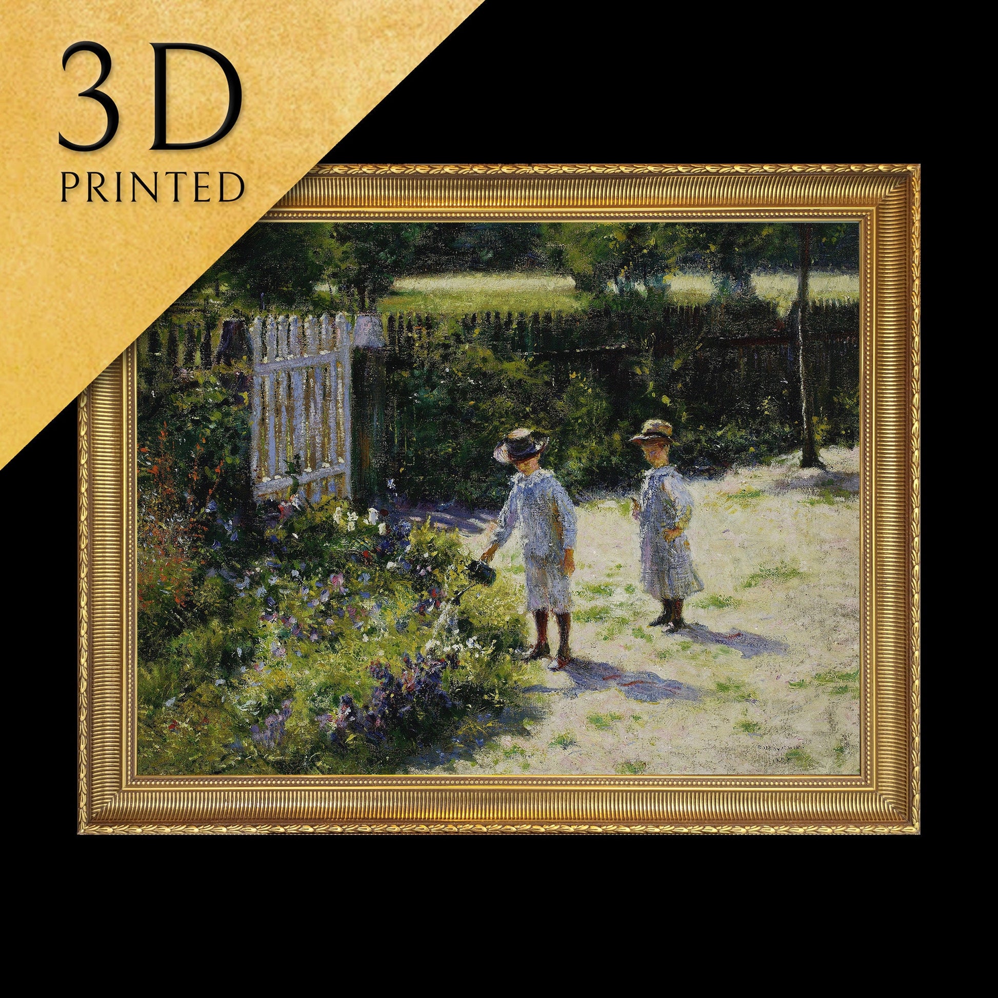 Children in the Garden by Wladyslaw Podkowinski, 3d Printed with texture and brush strokes looks like original oil painting