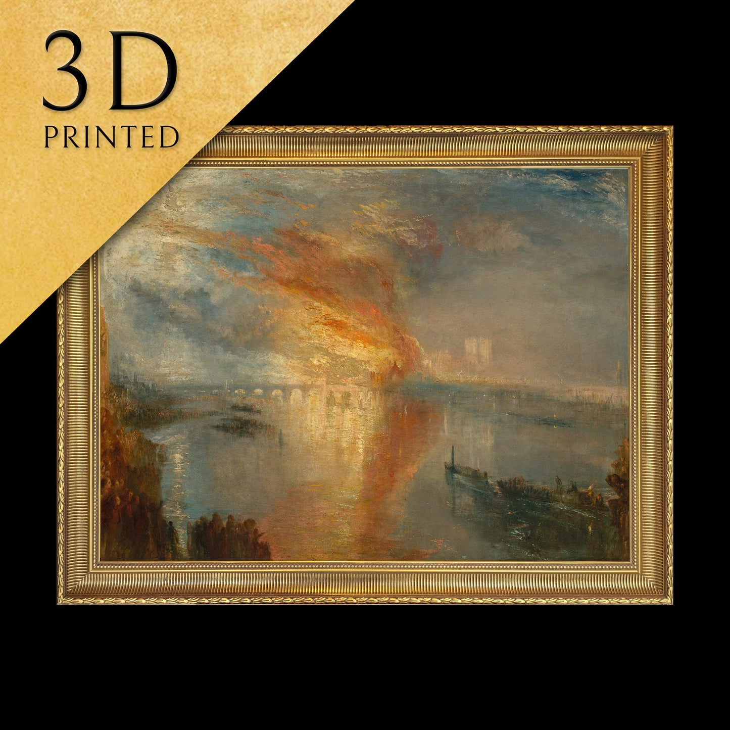 The Burning of the Houses of Lords by J. M. W. Turner, 3d Printed with texture and brush strokes looks like original oil painting