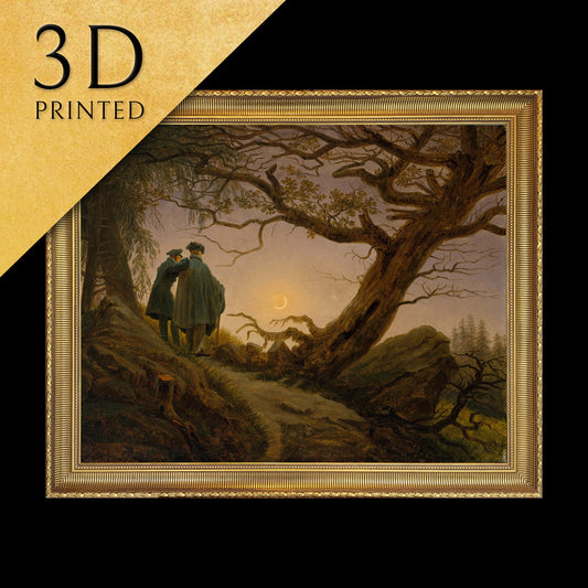 Two Men Contemplating by Caspar David Friedrich, 3d Printed with texture and brush strokes looks like original oil painting.