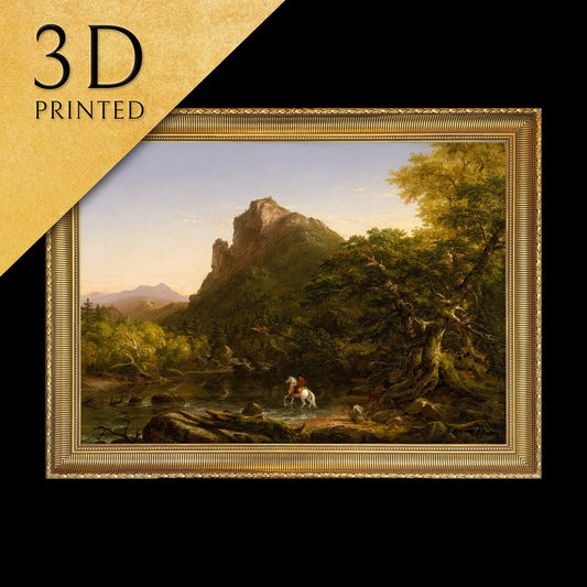 The Mountain Ford by Thomas Cole, 3d Printed with texture and brush strokes looks like original oil painting.