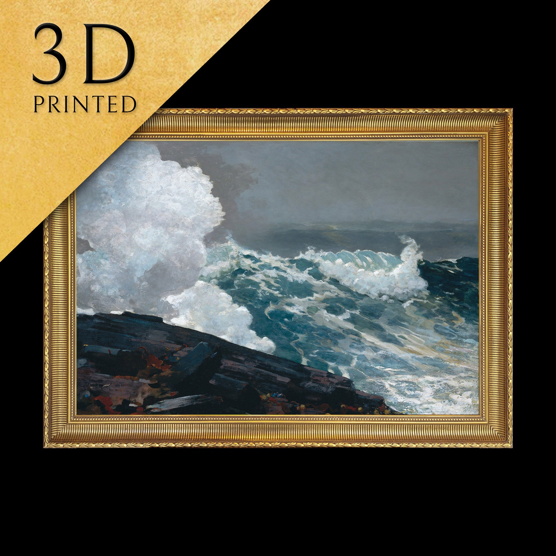 Northeaster by Winslow Homer, 3d Printed with texture and brush strokes looks like original oil painting.