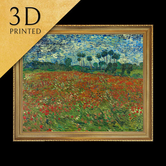 Poppy Field by Vincent Van Gogh, 3d Printed with texture and brush strokes looks like original oil painting.