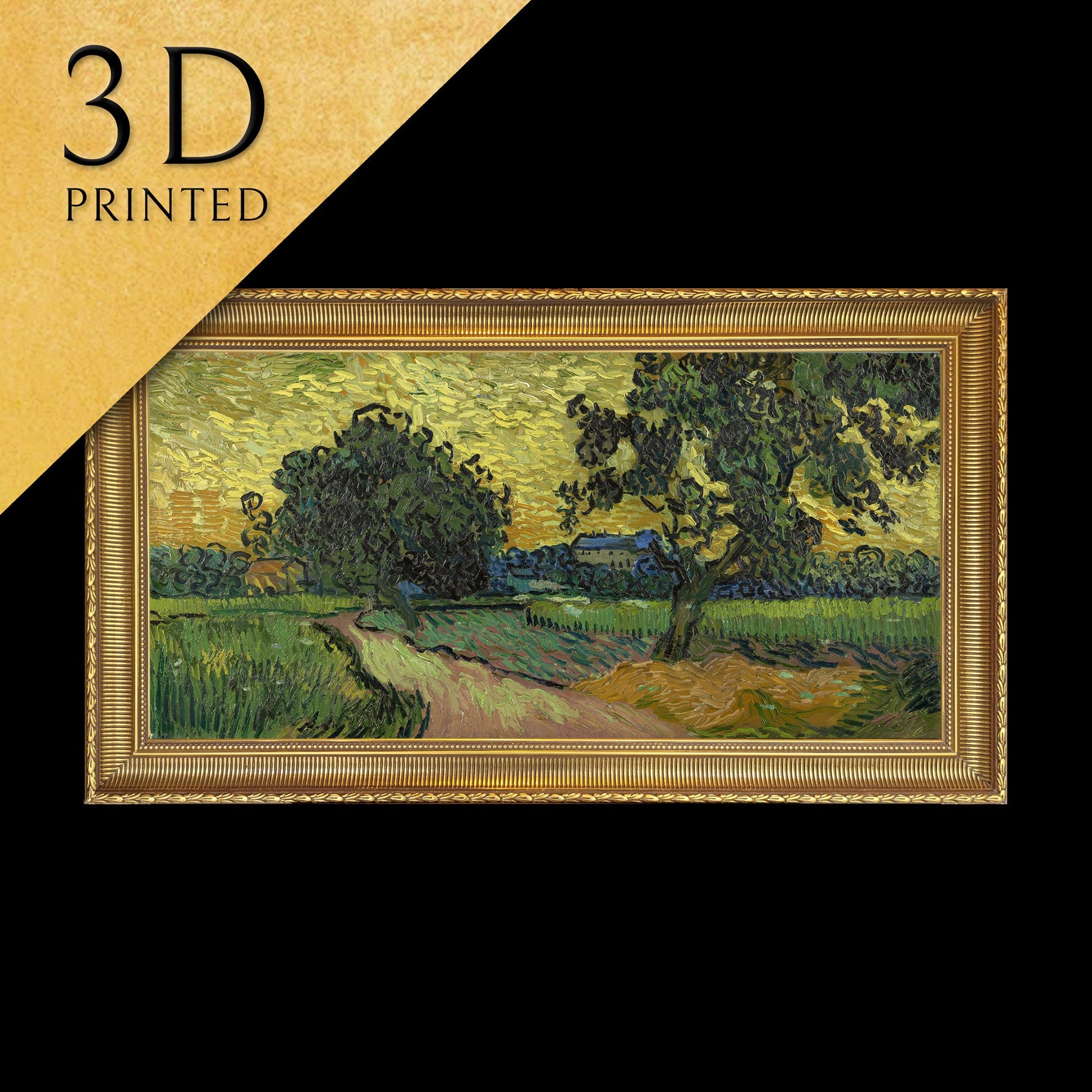 Landscape at Twilight by Vincent Van Gogh, 3d Printed with texture and brush strokes looks like original oil painting.