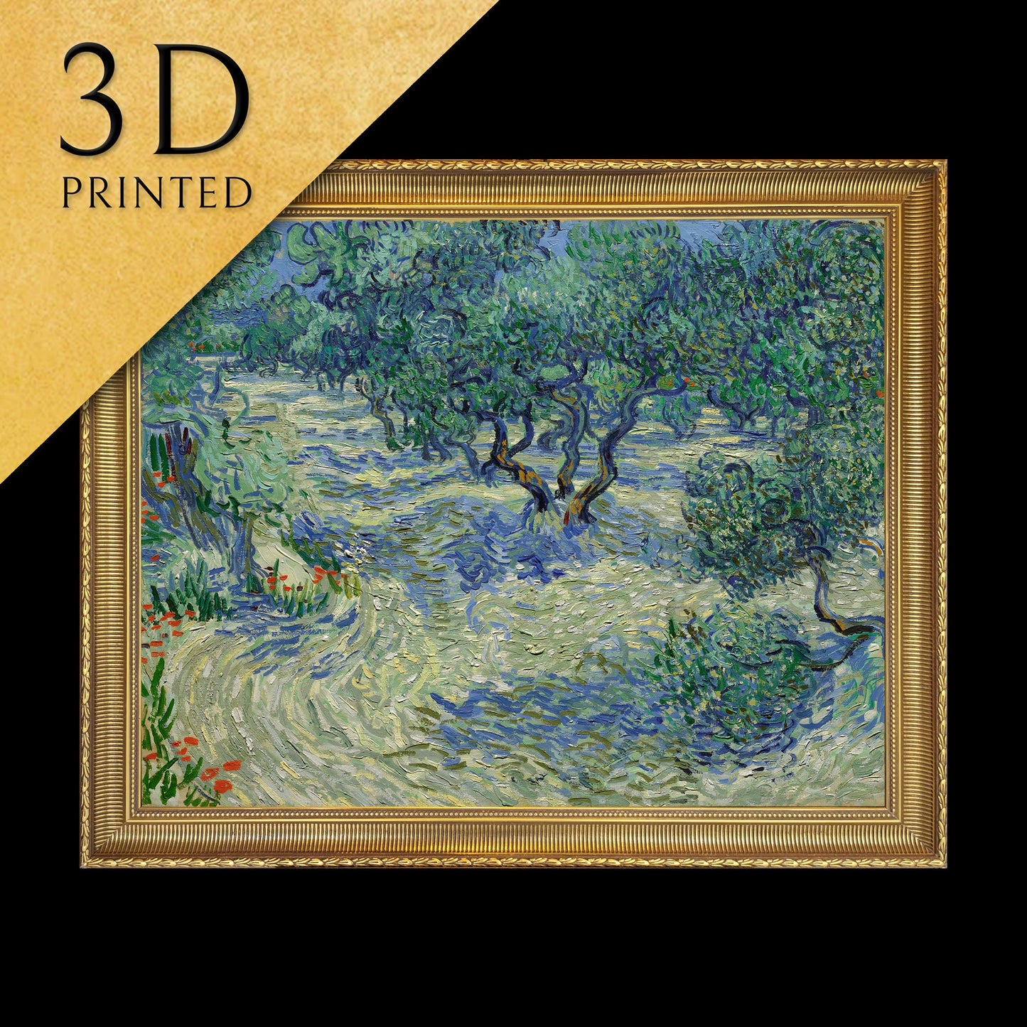 Olive Orchard by Vincent Van Gogh, 3d Printed with texture and brush strokes looks like original oil-painting.