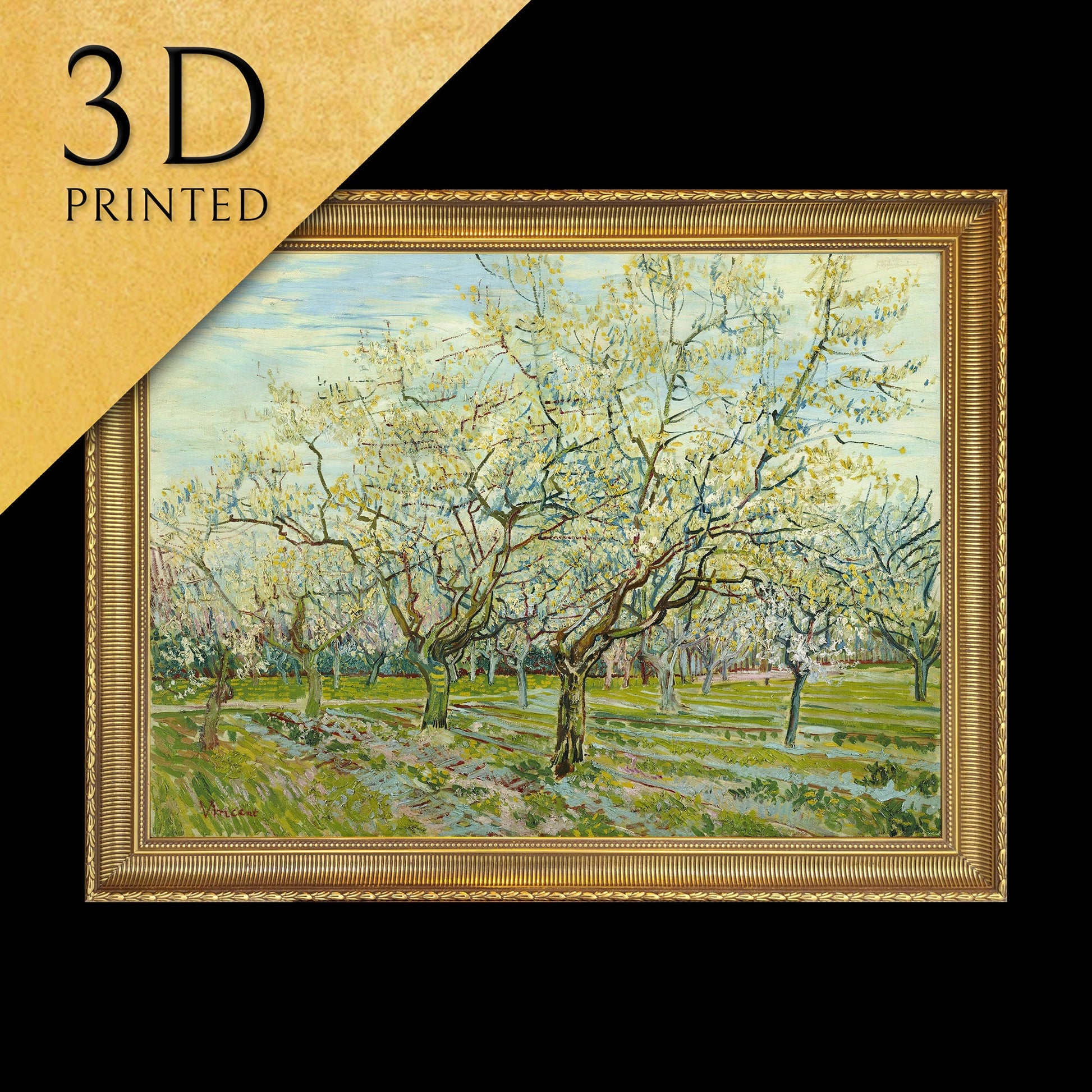 The White Orchard by Vincent Van Gogh, 3d Printed with texture and brush strokes looks like original oil painting.