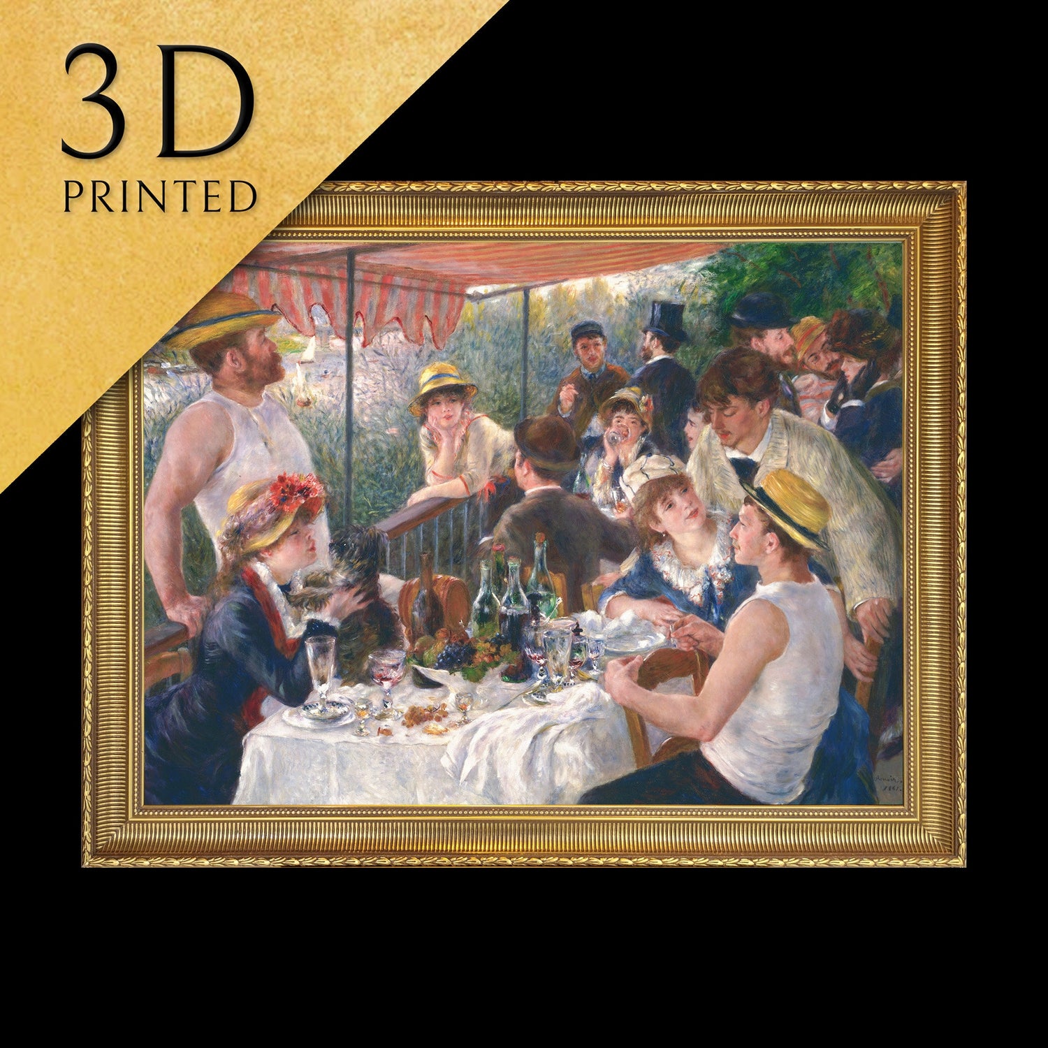 Luncheon of the Boating Party by Pierre Auguste Renoir, 3d Printed with texture and brush strokes looks like original oil painting