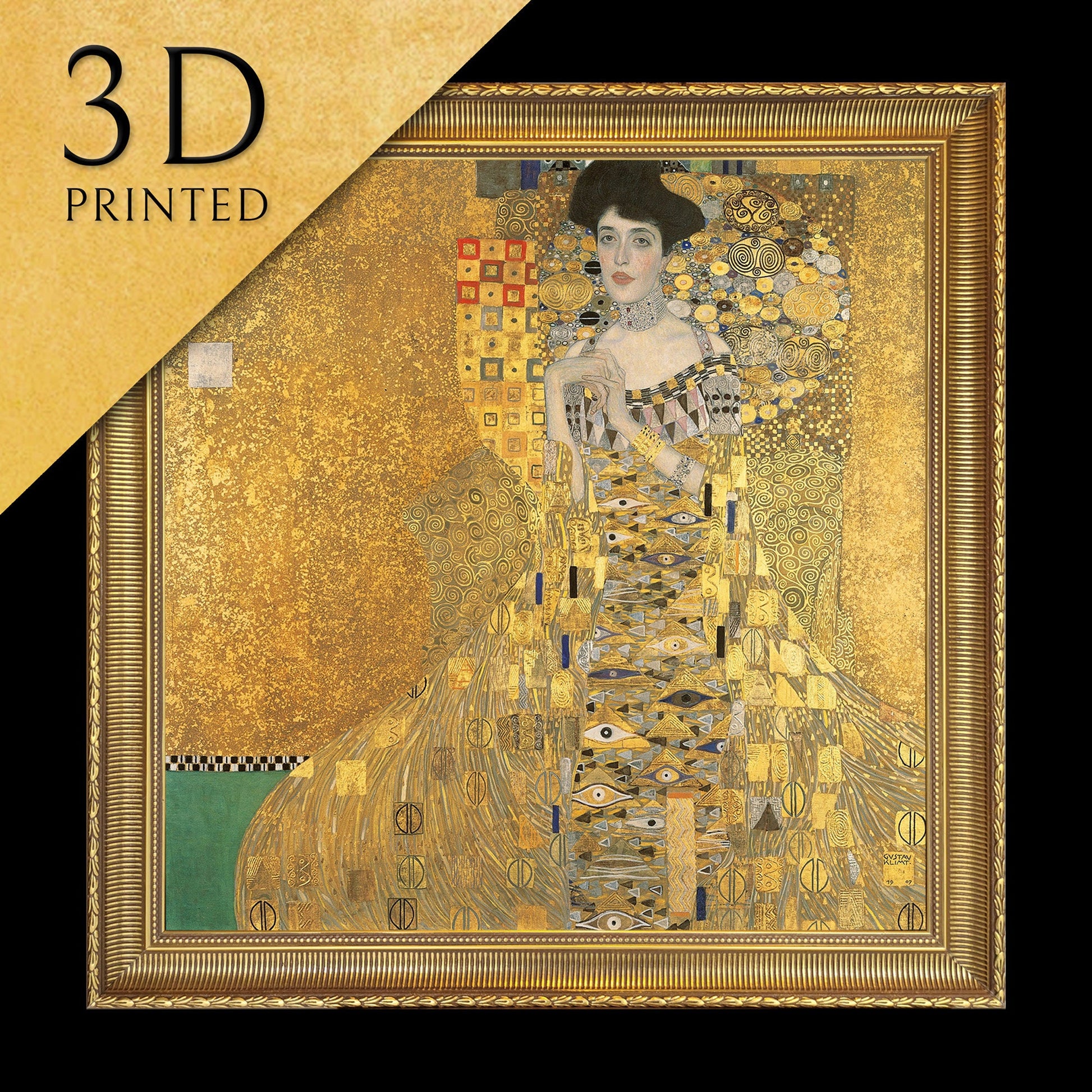 Adele Bloch Bauer I by Gustav Klimt, 3d Printed with texture and brush strokes looks like original oil painting.