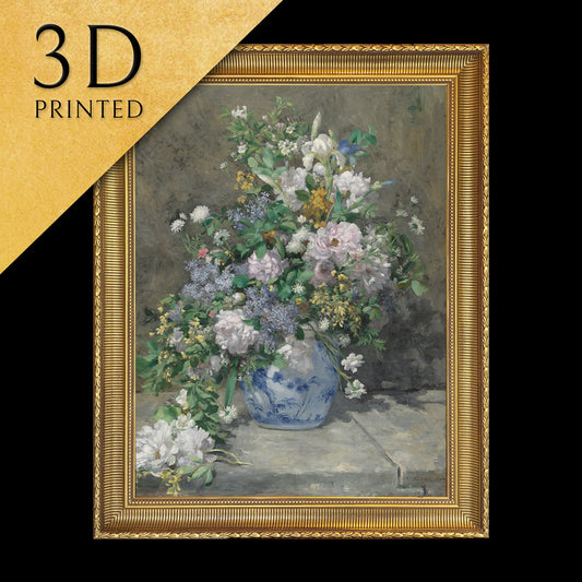 Spring Bouquet by Pierre Auguste Renoir, 3d Printed with texture and brush strokes looks like original oil painting.