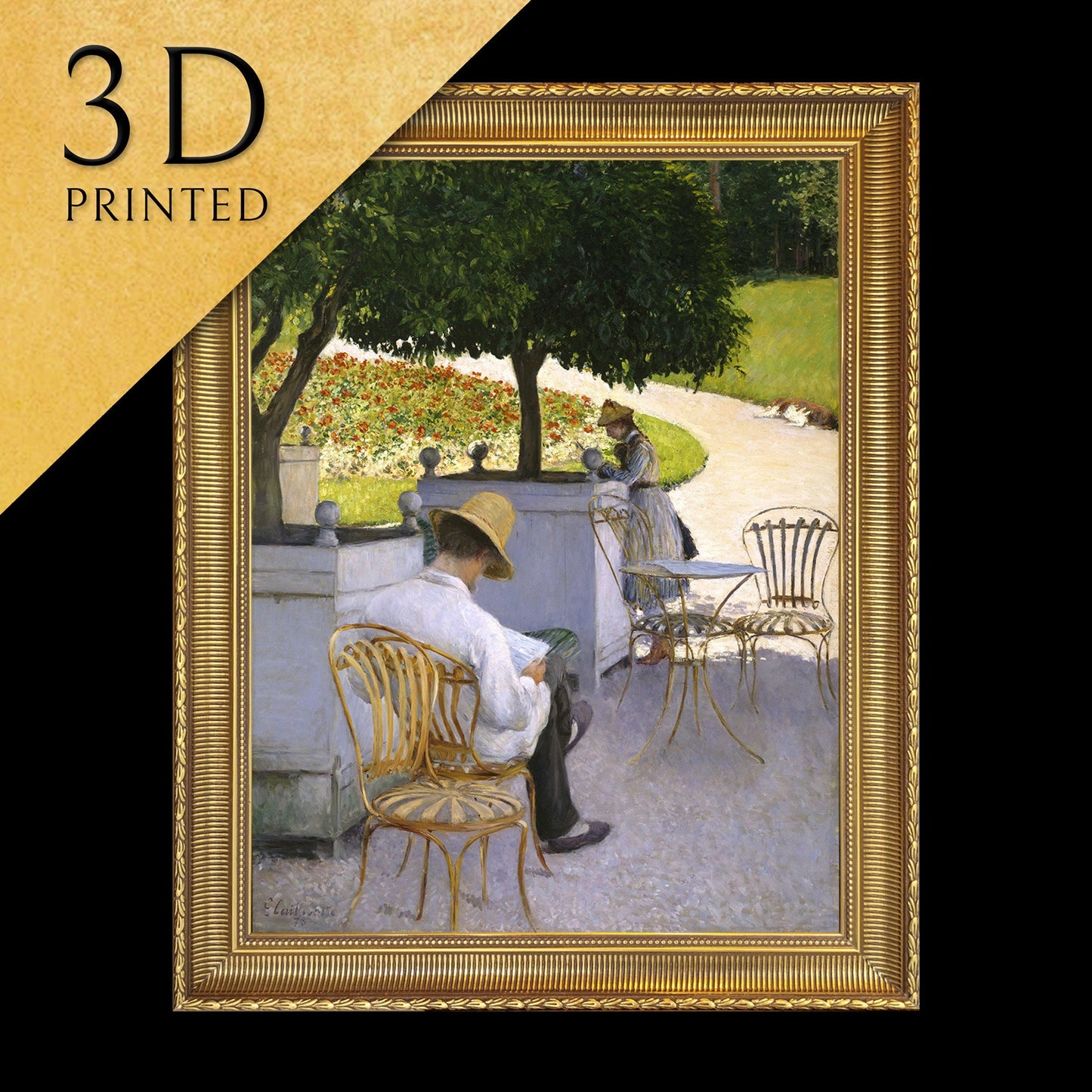 The Orange Trees by Gustave Caillebotte, 3d Printed with texture and brush strokes looks like original oil painting