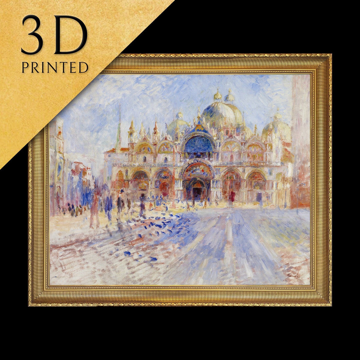 The Piazza San Marco, Venice by Pierre Auguste Renoir, 3d Printed with texture and brush strokes looks like original oil painting.