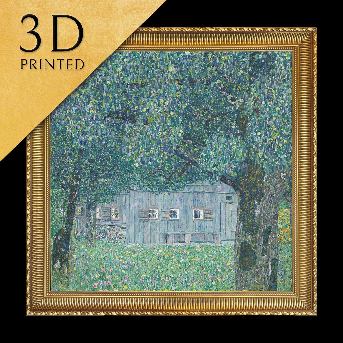 Farmhouse in Buchberg by Gustav Klimt, 3d Printed with texture and brush strokes looks like original oil painting.