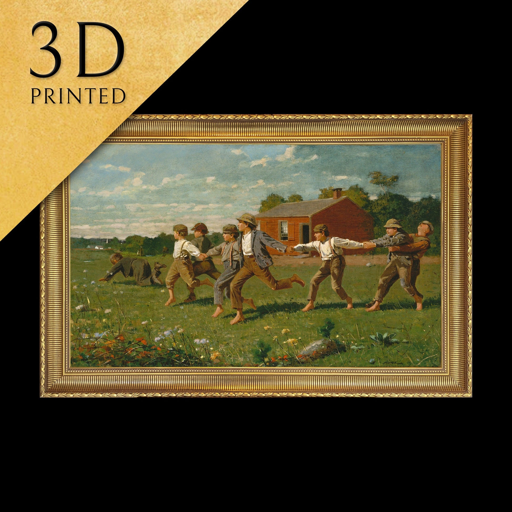 Snap the Whip by Winslow Homer, 3d Printed with texture and brush strokes looks like original oil-painting.