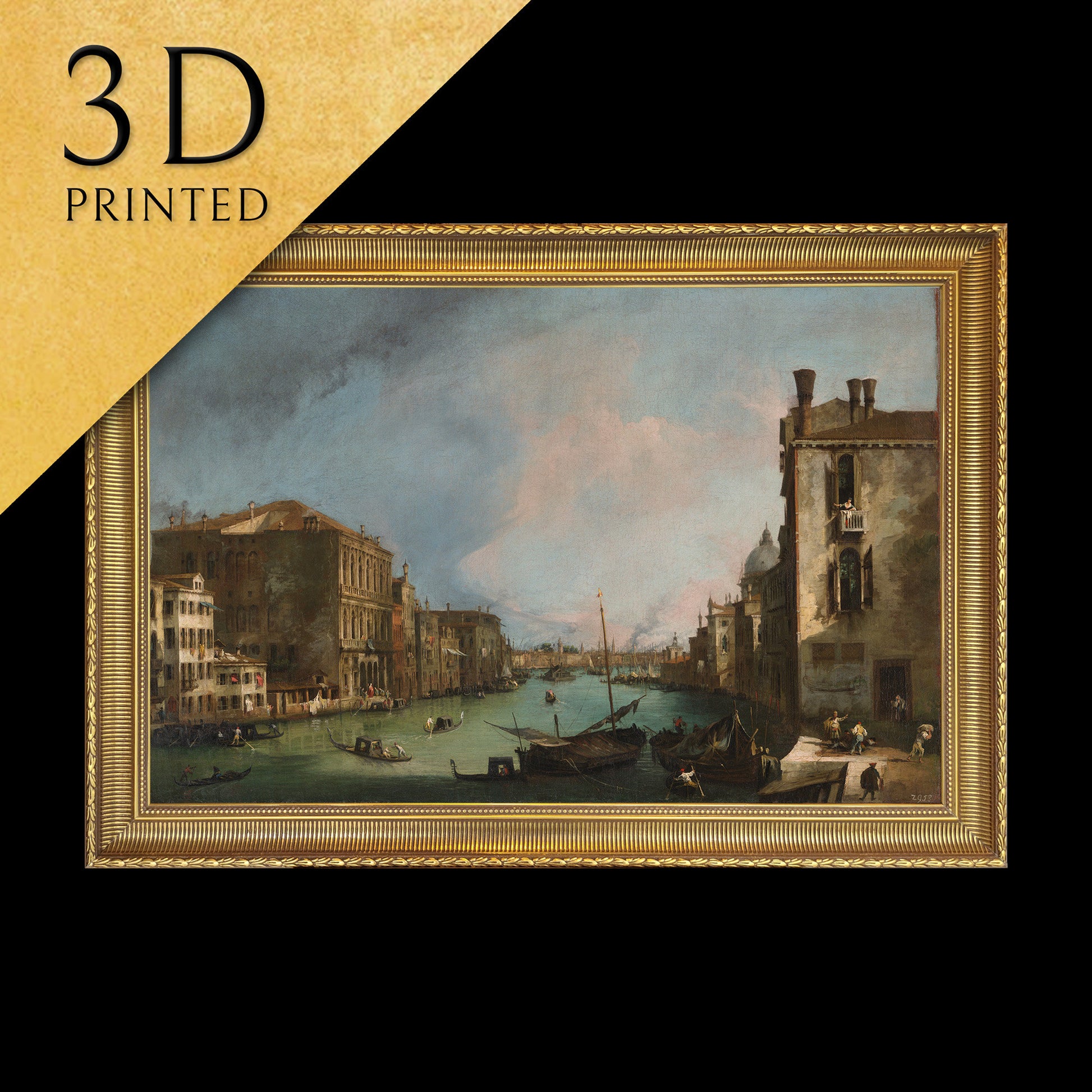 The Grand Canal in Venice by Canaletto, 3d Printed with texture and brush strokes looks like original oil painting.