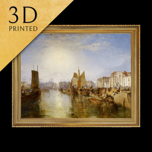 Harbor of Dieppe Changement by J M W Turner, 3d Printed with texture and brush strokes looks like original oil painting.