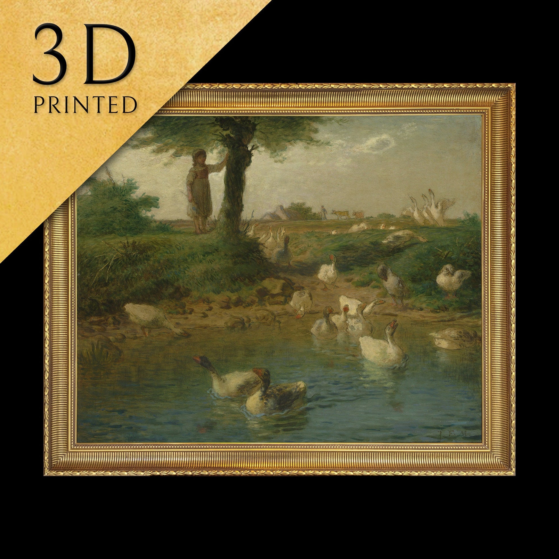 The Goosegirl by Jean François Millet, 3d Printed with texture and brush strokes looks like original oil painting.