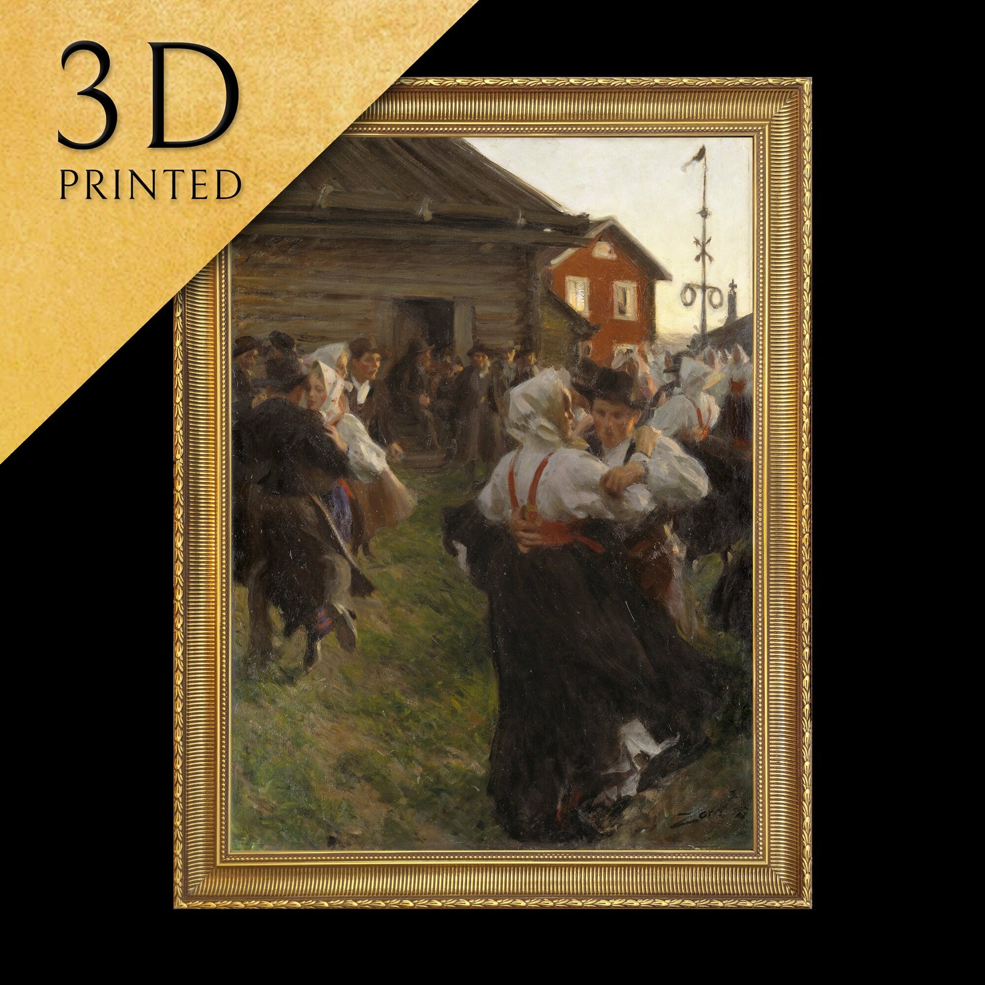 Midsummer Dance by Anders Zorn, 3d Printed with texture and brush strokes looks like original oil-painting.