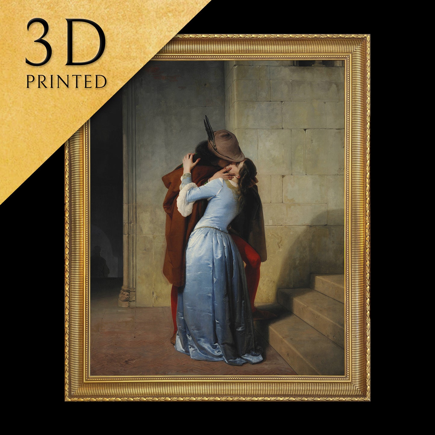 El Beso by Francesco Hayez,3d Printed with texture and brush strokes looks like original oil painting.