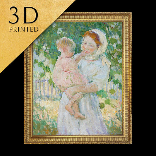 Mother and Child in the Garden by Ada Walter Shulz, 3d Printed with texture and brush strokes looks like original oil painting.