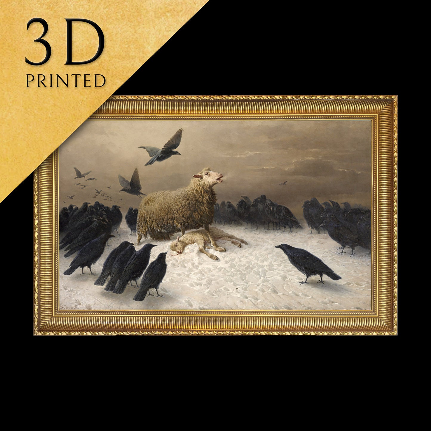 Anguish by August Friedrich Schenck, 3d Printed with texture and brush strokes looks like original oil painting