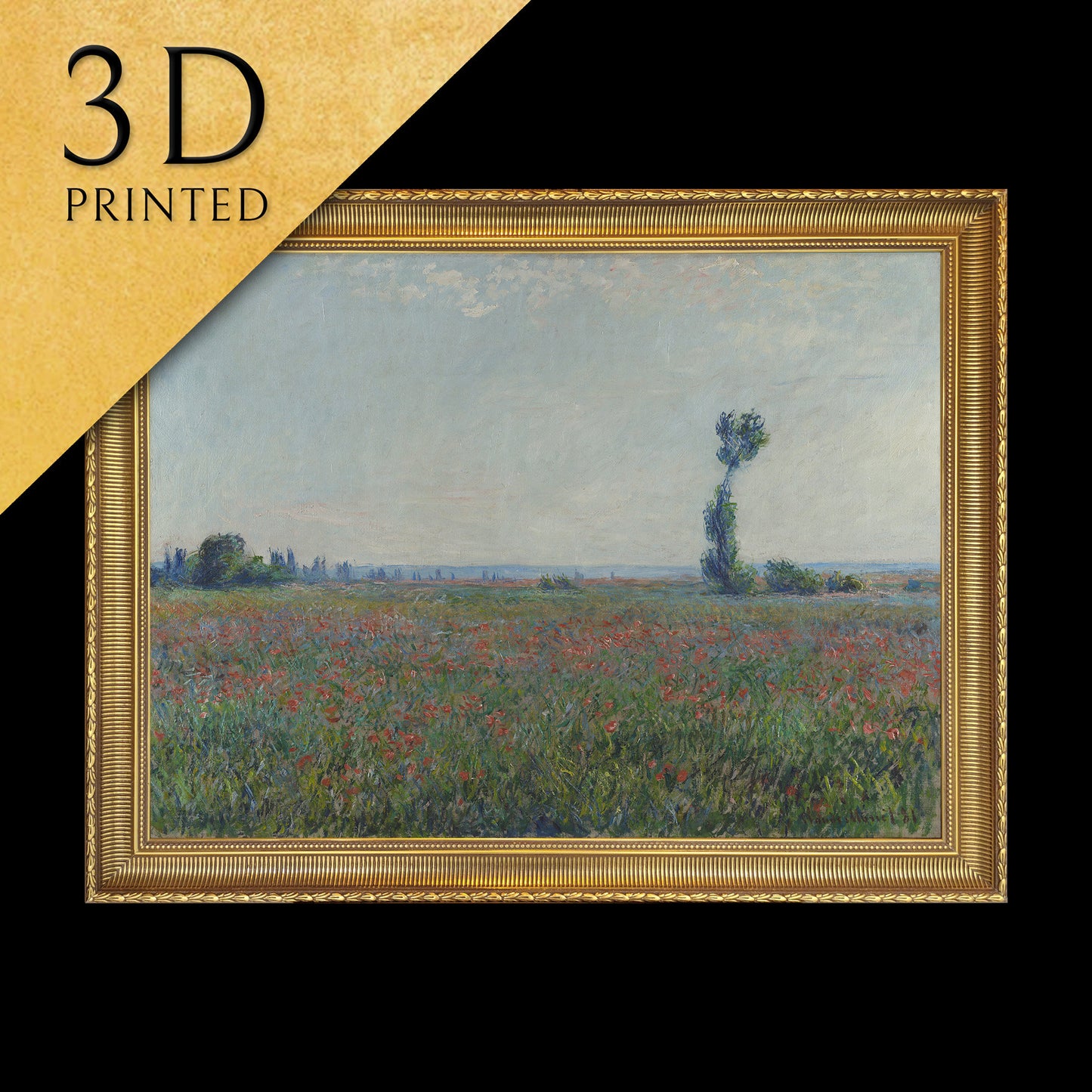 Champ de coquelicots by Claude Monet, 3d Printed with texture and brush strokes looks like original oil painting.