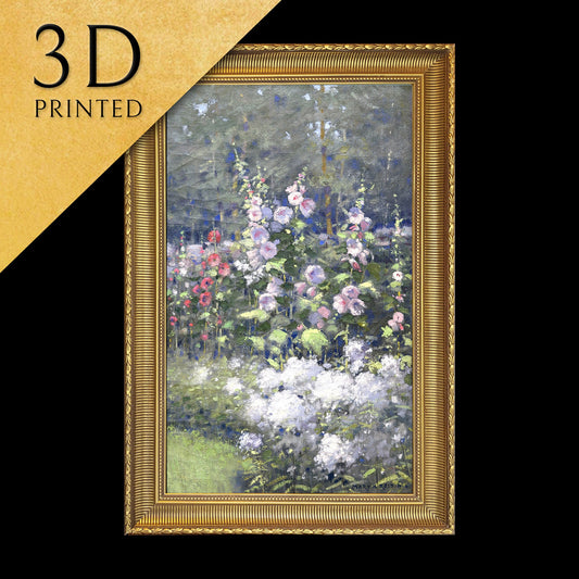 Hollyhocks by Mary Hiester Reid, 3d Printed with texture and brush strokes looks like original oil painting.