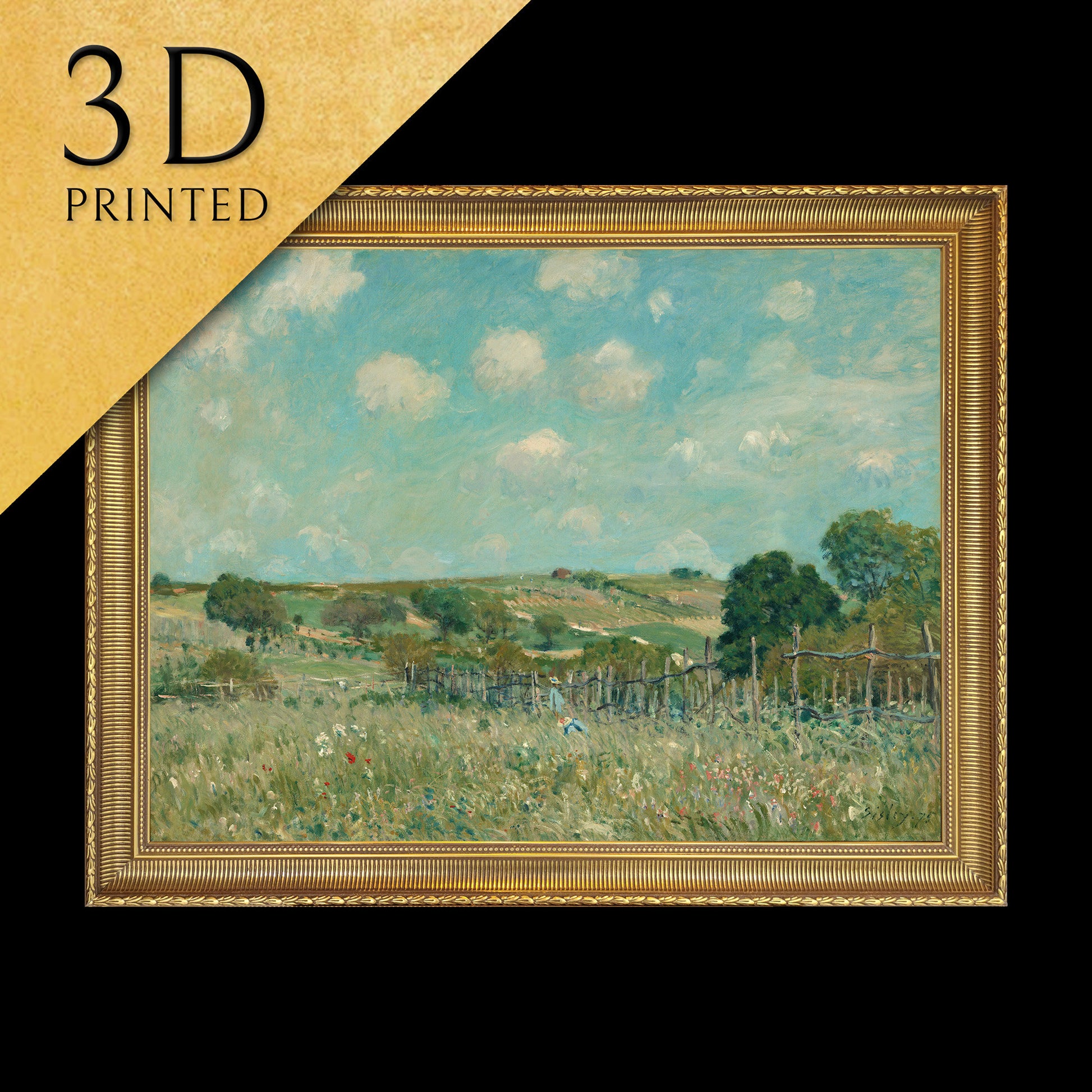 Meadow by Alfred Sisley, 3d Printed with texture and brush strokes looks like original oil painting