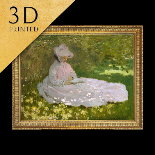 Springtime by Claude Monet, 3d Printed with texture and brush strokes looks like original oil painting