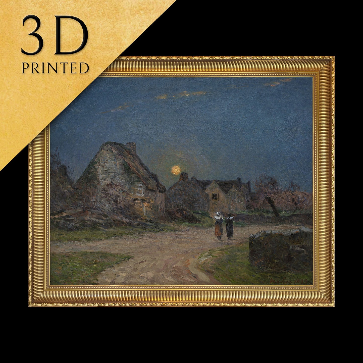 Lever de lune en Bretagne by Maxime Maufra, 3d Printed with texture and brush strokes looks like original oil painting