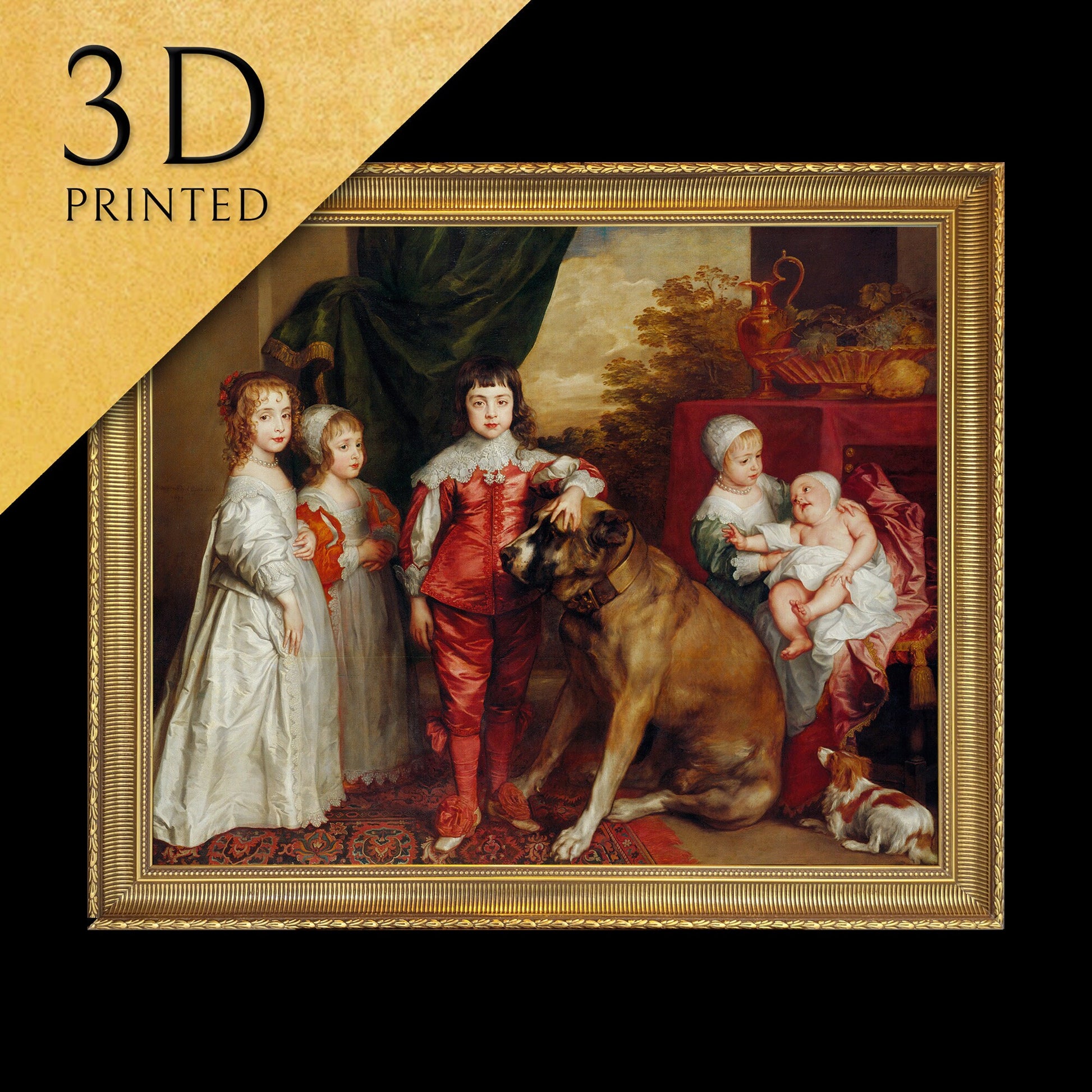 Five Eldest Children of Charles by Anthony Van Dyck, 3d Printed with texture and brush strokes looks like original oil painting.