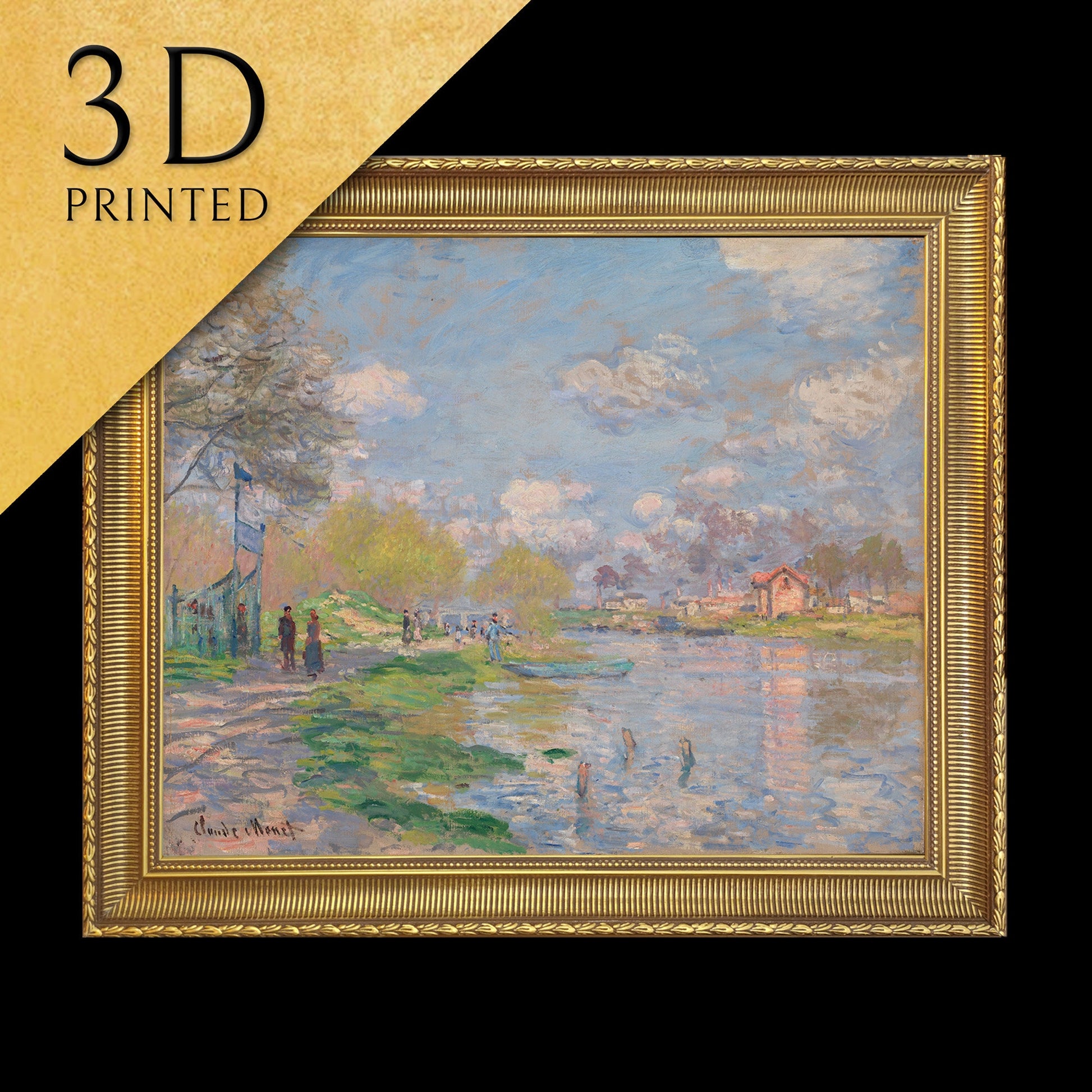 Spring by the Seine by Claude Monet, 3d Printed with texture and brush strokes looks like original oil painting.