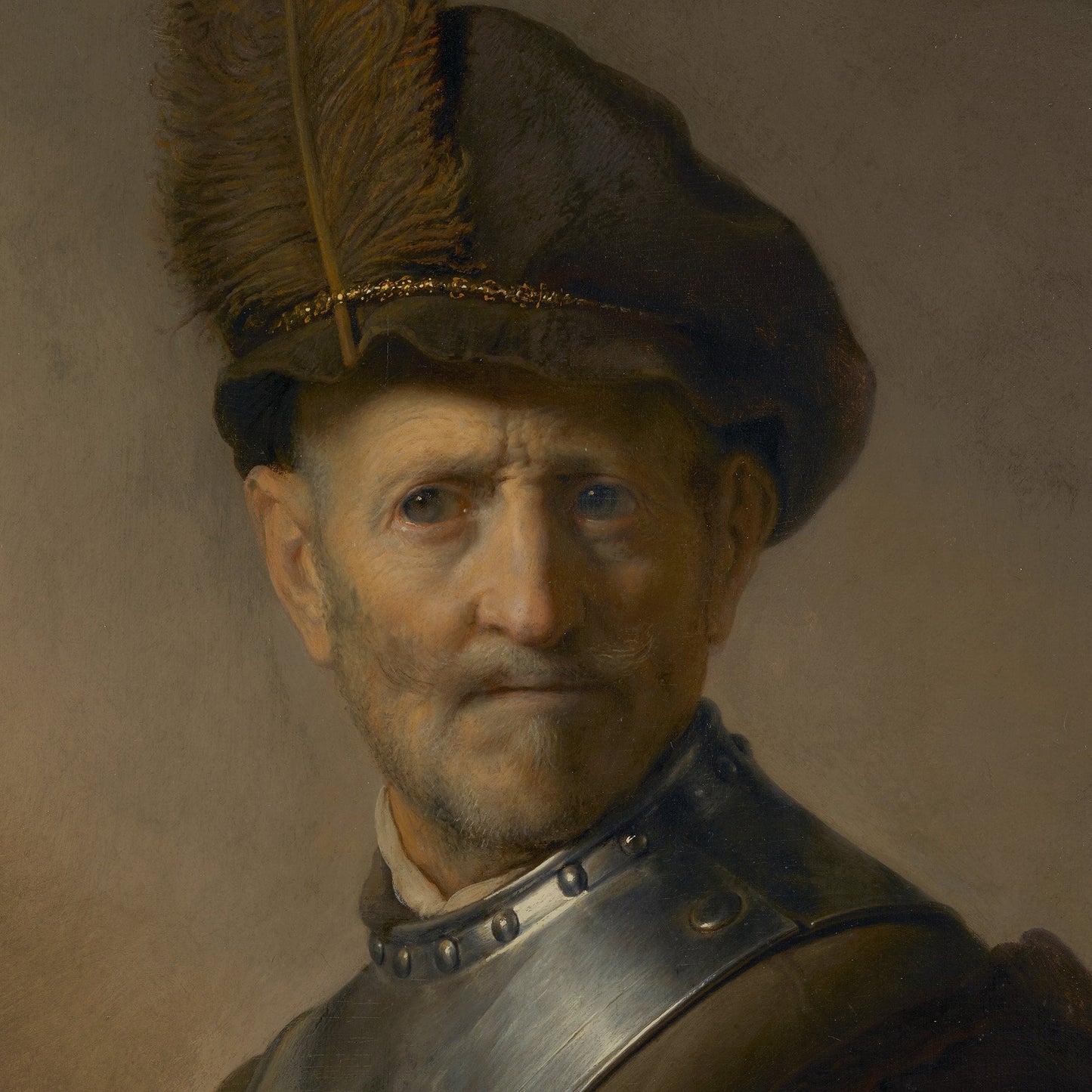 An Old Man in Military Costume by Rembrandt, 3d Printed with texture and brush strokes looks like original oil painting