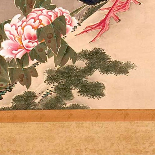 Ito Jakuchu Silver Pheasant and Peonies 3D Print: Textured Art